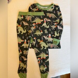 Millie and Roo Dinosaur Print Kids Pajamas - Green